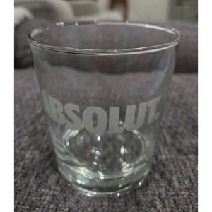 Absolut Vodka Rocks Glass Frosted Logo Clear Lowball Tumbler Barware